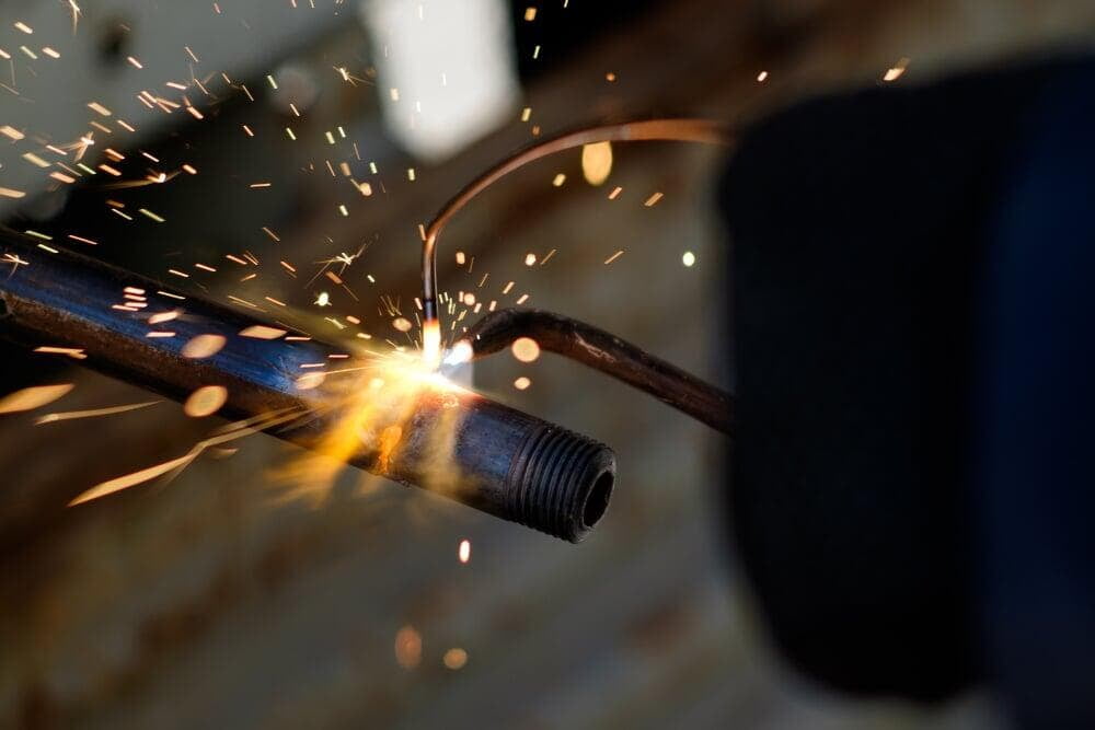 Sparks flying during welding