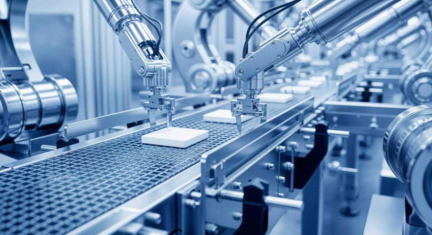 Automatisierte Produktionslinie mit Industrierobotern