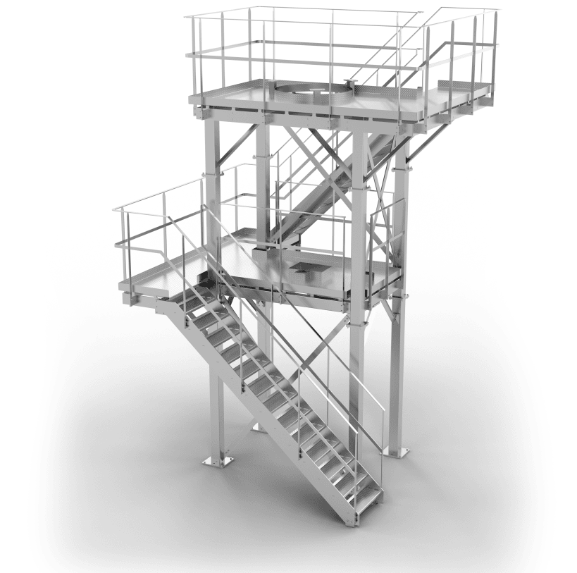 Stahlbühne mit Treppenturm (3D-Modell)